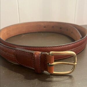 Haggar Chestnut Harness Leather Belt with Gold Buckle